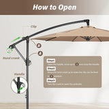 10ft Offset Umbrella Cantilever Hanging Umbrella Outdoor Market Umbrella Suitable for Garden, Lawn, backyard and Deck