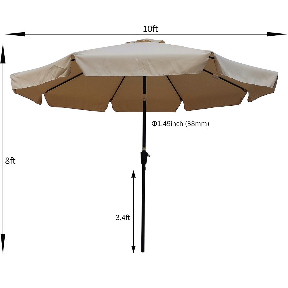 10ft Patio Umbrella Market Table Round Umbrella Outdoor Garden Umbrellas with Crank and Push Button Tilt for Pool Shade Outside