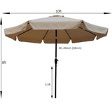 10ft Patio Umbrella Market Table Round Umbrella Outdoor Garden Umbrellas with Crank and Push Button Tilt for Pool Shade Outside