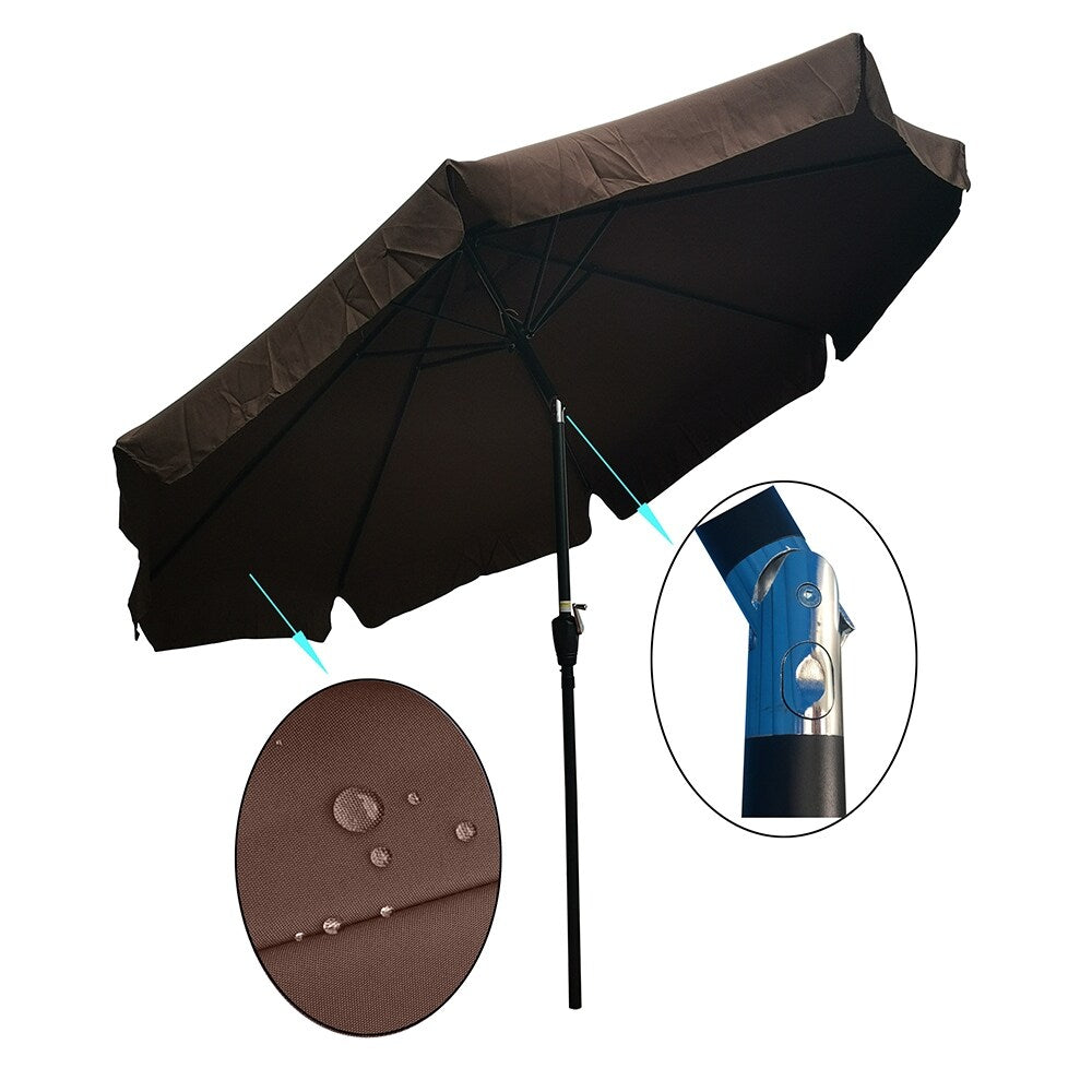 10ft Patio Umbrella Market Table Round Umbrella Outdoor Garden Umbrellas with Crank and Push Button Tilt for Pool Shade Outside