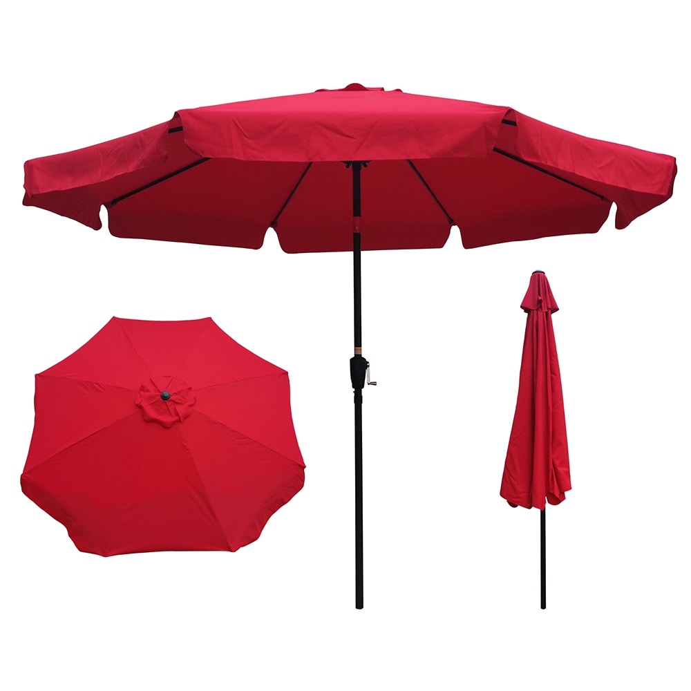 10ft Patio Umbrella Market Table Round Umbrella Outdoor Garden Umbrellas with Crank and Push Button Tilt for Pool Shade Outside