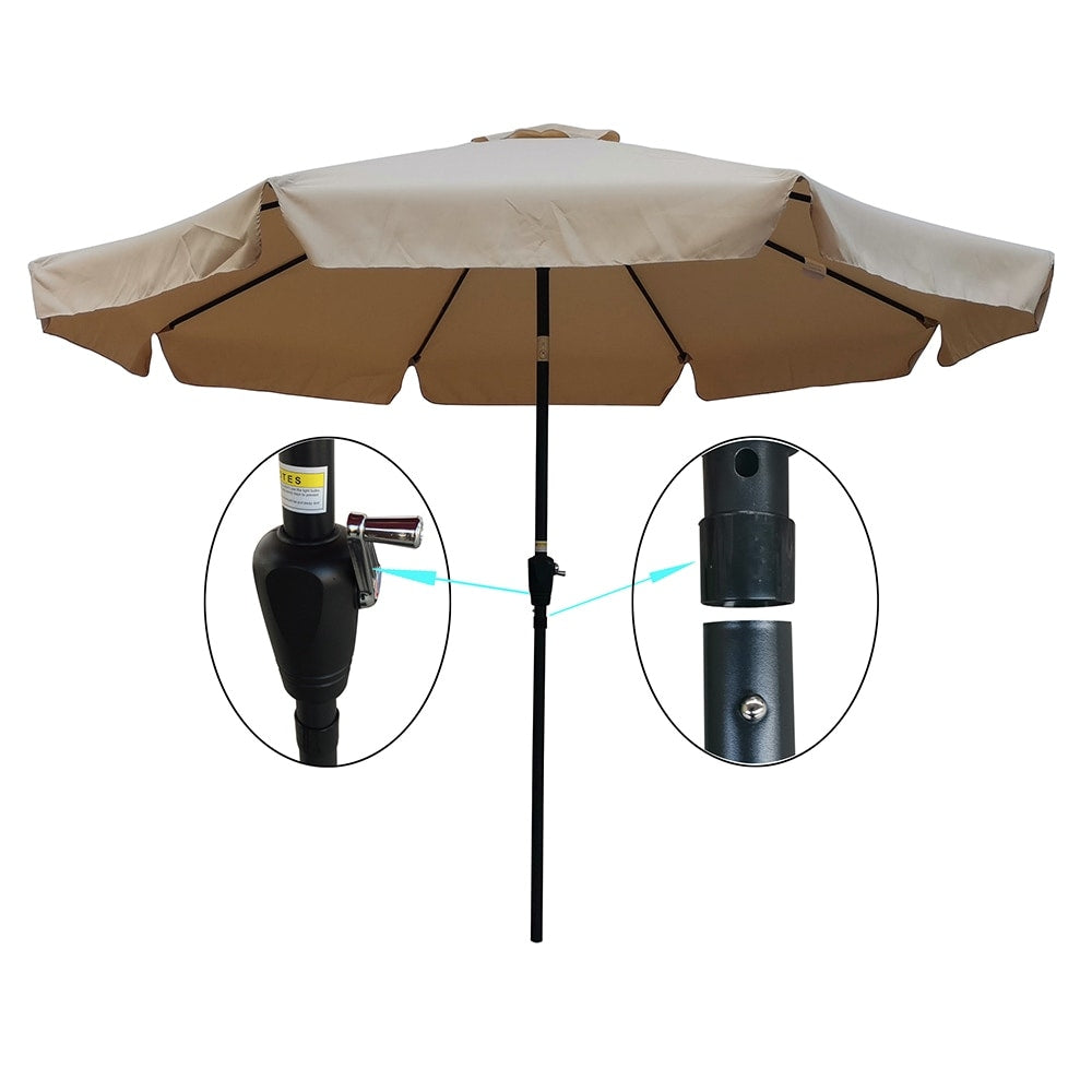 10ft Patio Umbrella Market Table Round Umbrella Outdoor Garden Umbrellas with Crank and Push Button Tilt for Pool Shade Outside