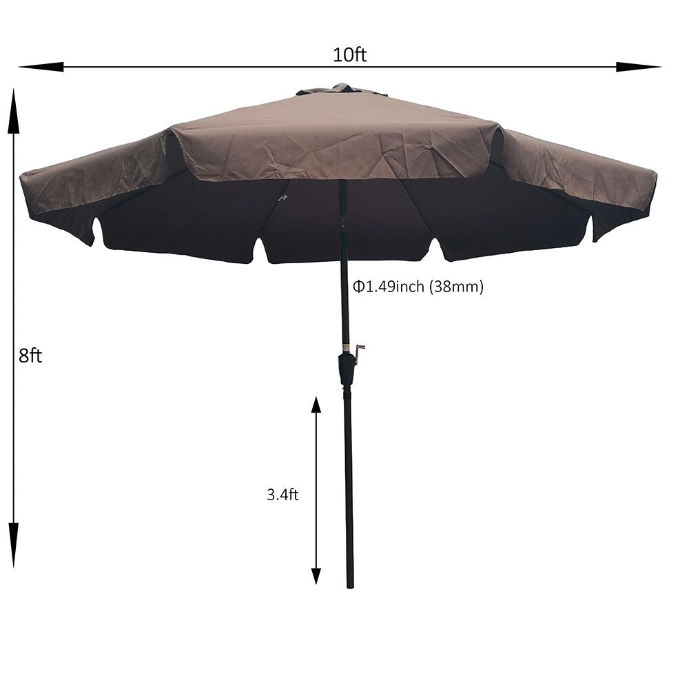 10ft Patio Umbrella Market Table Round Umbrella Outdoor Garden Umbrellas with Crank and Push Button Tilt for Pool Shade Outside