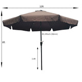 10ft Patio Umbrella Market Table Round Umbrella Outdoor Garden Umbrellas with Crank and Push Button Tilt for Pool Shade Outside