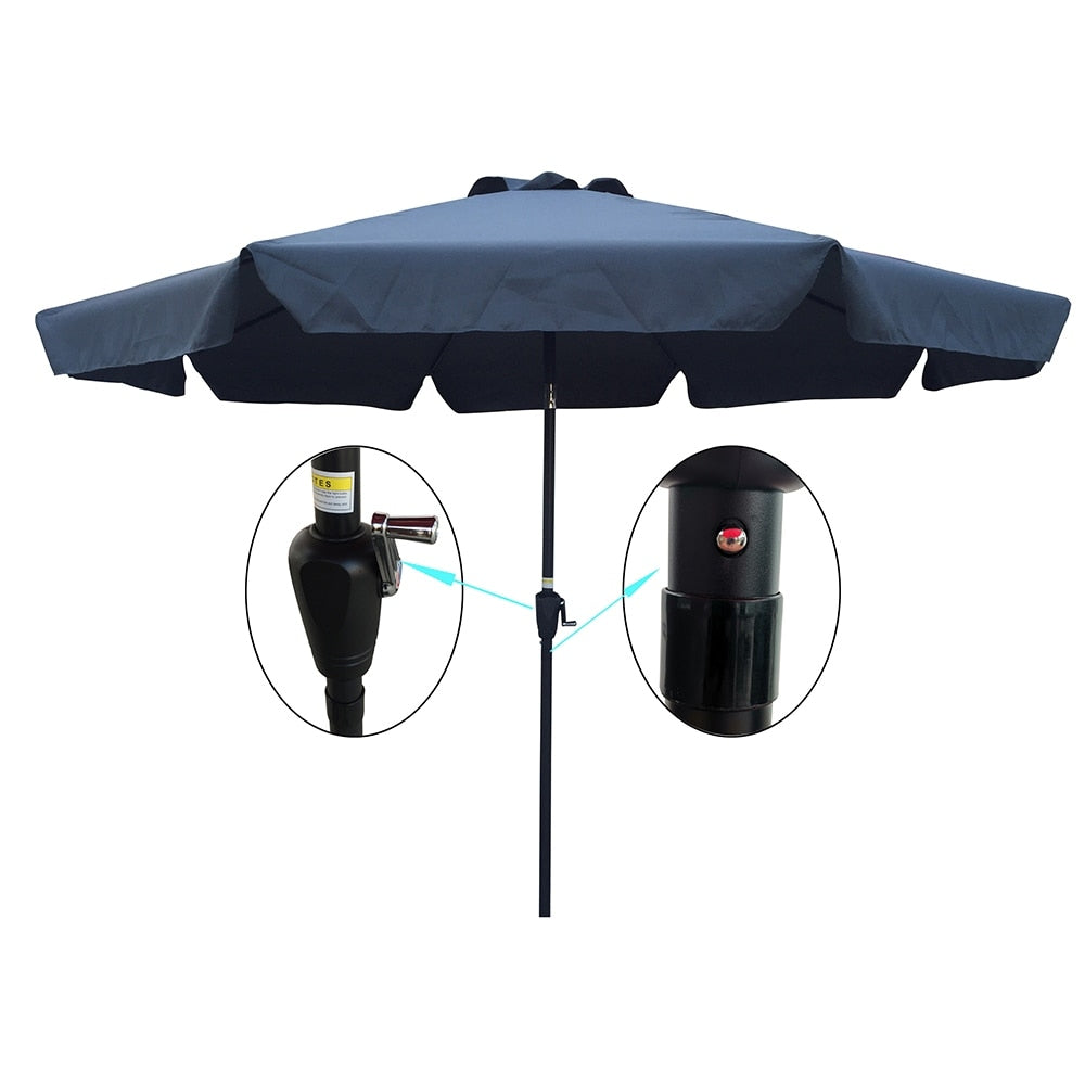 10ft Patio Umbrella Market Table Round Umbrella Outdoor Garden Umbrellas with Crank and Push Button Tilt for Pool Shade Outside