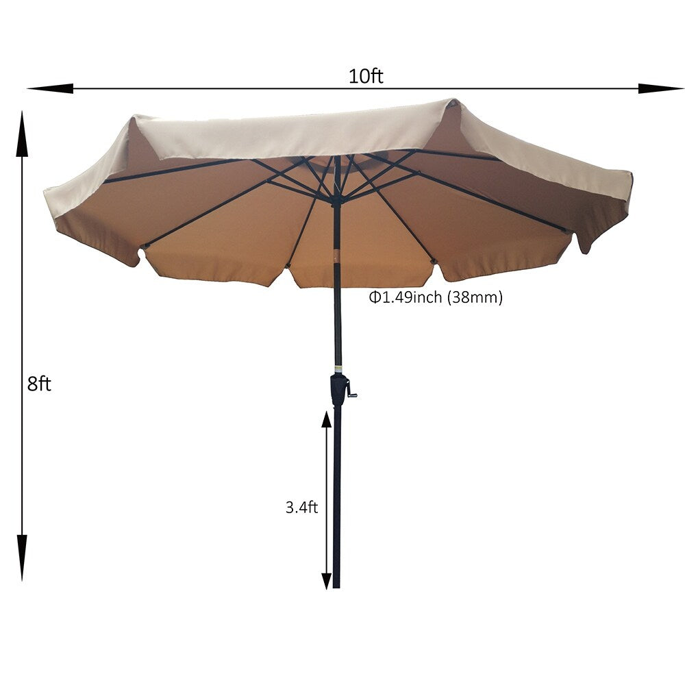 10ft Patio Umbrella Market Table Round Umbrella Outdoor Garden Umbrellas with Crank and Push Button Tilt for Pool Shade Outside
