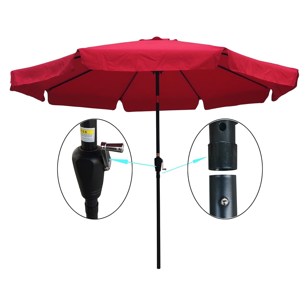 10ft Patio Umbrella Market Table Round Umbrella Outdoor Garden Umbrellas with Crank and Push Button Tilt for Pool Shade Outside