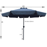 10ft Patio Umbrella Market Table Round Umbrella Outdoor Garden Umbrellas with Crank and Push Button Tilt for Pool Shade Outside