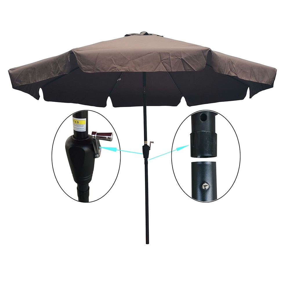 10ft Patio Umbrella Market Table Round Umbrella Outdoor Garden Umbrellas with Crank and Push Button Tilt for Pool Shade Outside