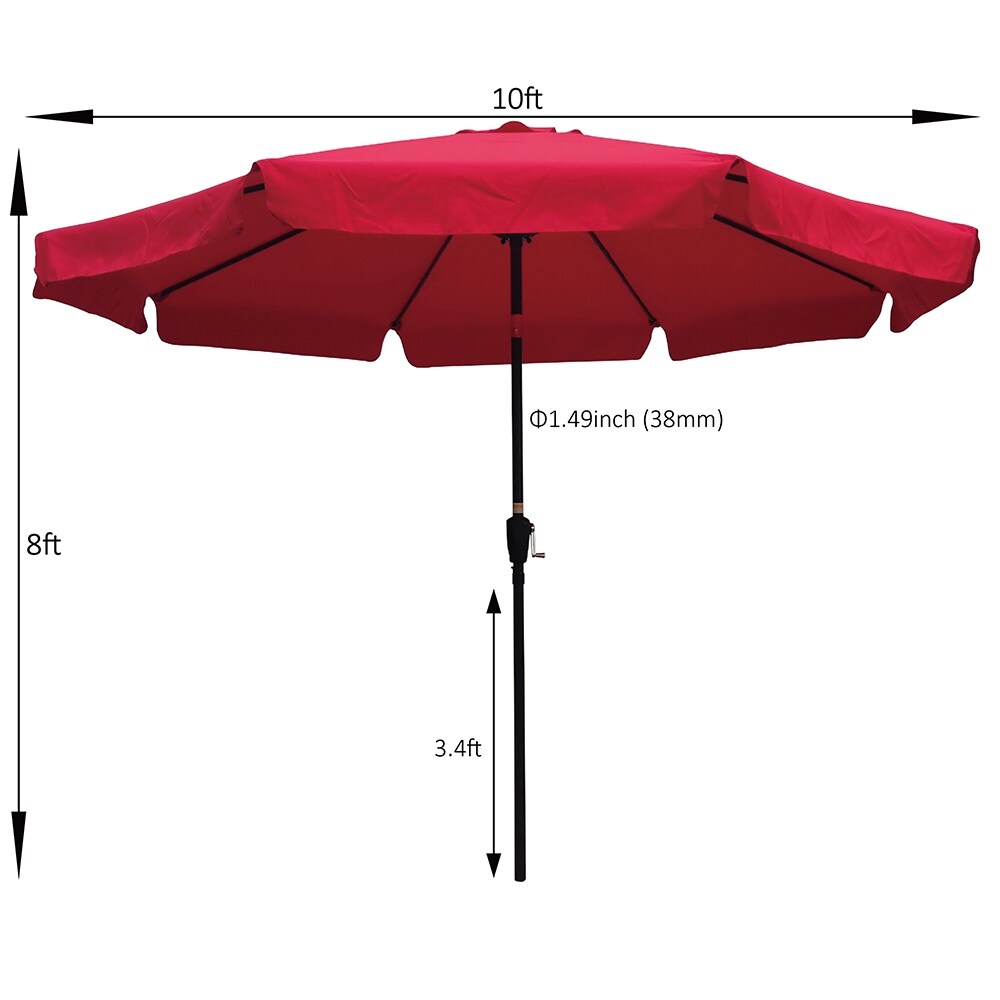 10ft Patio Umbrella Market Table Round Umbrella Outdoor Garden Umbrellas with Crank and Push Button Tilt for Pool Shade Outside