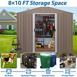 10ft x 8ftGrey Outdoor Metal Storage Shed with Metal Floor Base,with Window