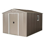 10ft x 8ftGrey Outdoor Metal Storage Shed with Metal Floor Base,with Window
