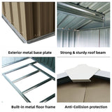 10ft x 8ftGrey Outdoor Metal Storage Shed with Metal Floor Base,with Window