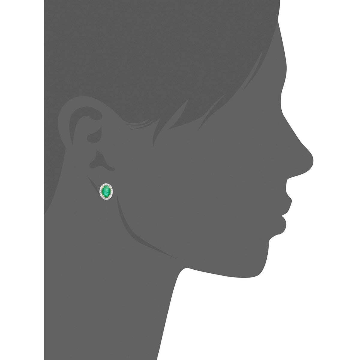 10k Rose Emerald And Diamond Princess Diana Oval Halo Stud Earrings