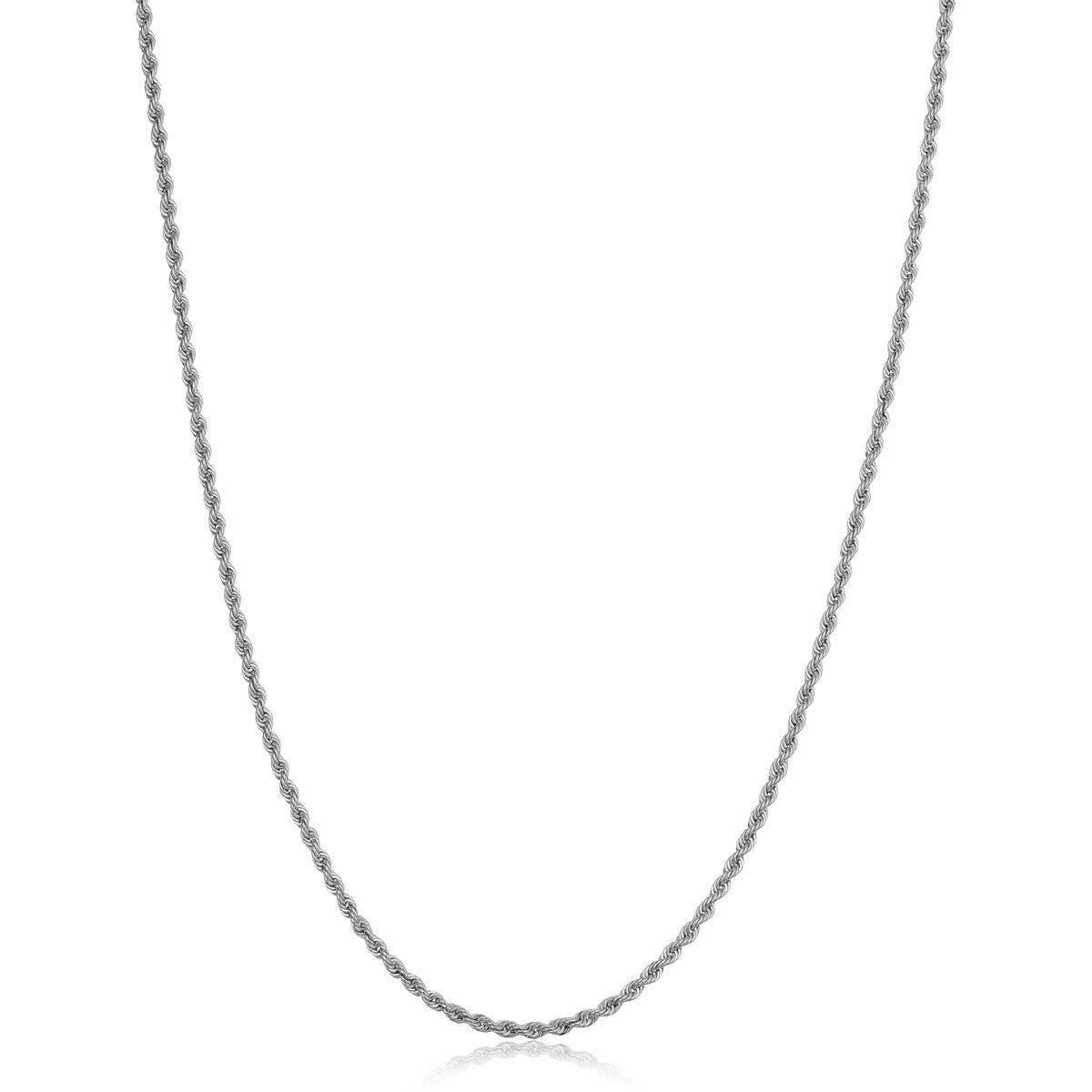 10k White Gold 1.5 millimeter Rope Chain Necklace