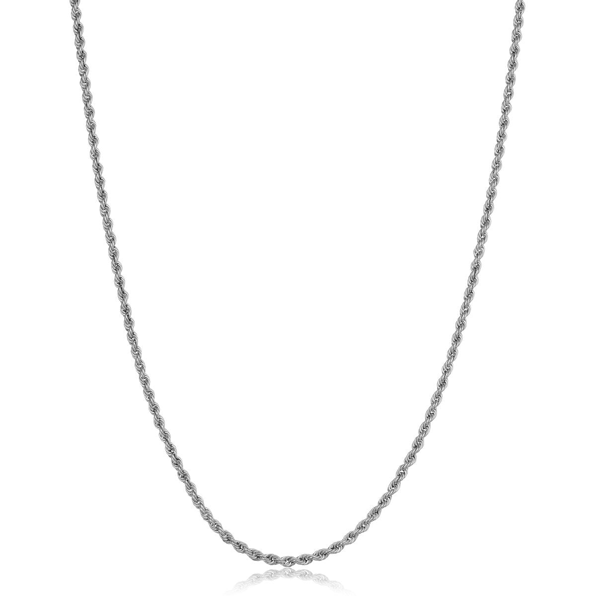 10k White Gold 1.8 millimeter Rope Chain Necklace