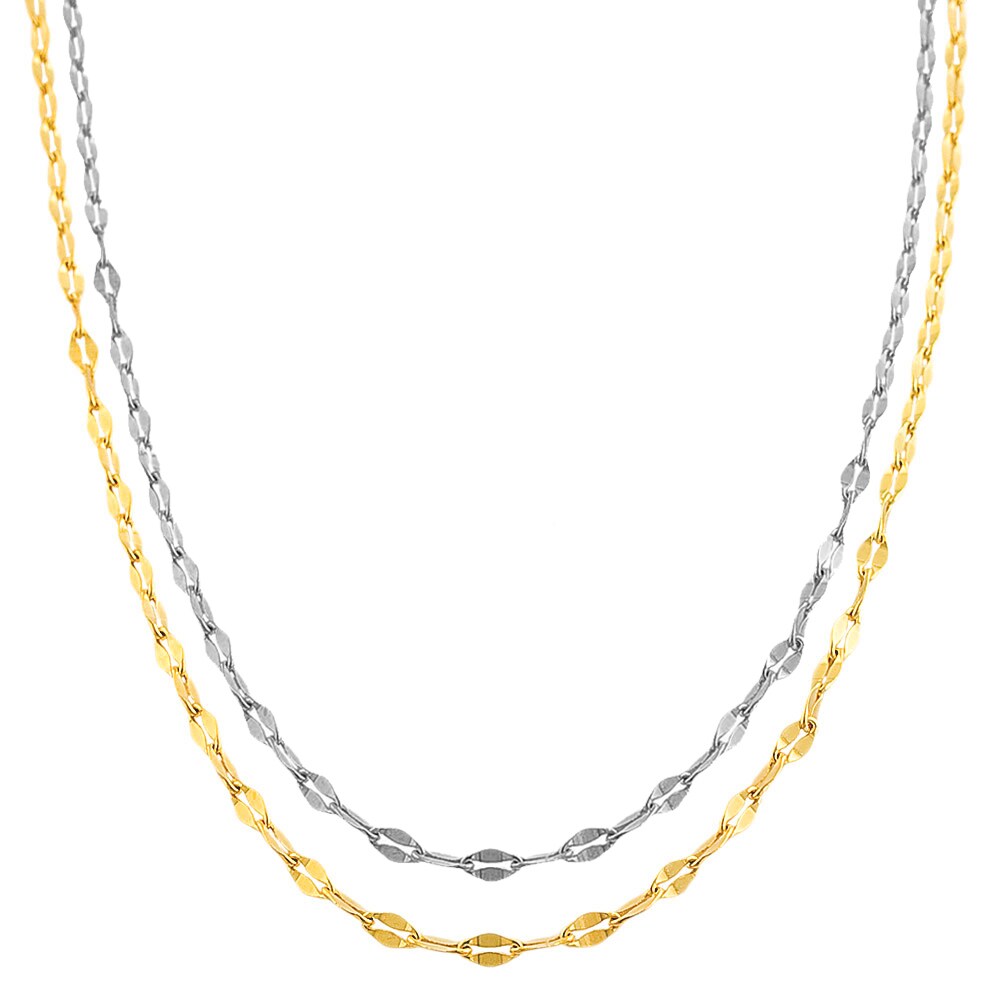 10k White or Yellow Gold 1.9 mm Mirror Flat Link Chain 16 20 inch Overstock