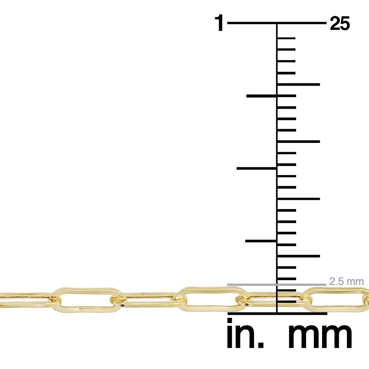 10k Yellow Gold Polished Paperclip Chain Bracelet (2.5 millimeter, 7.5 inches)