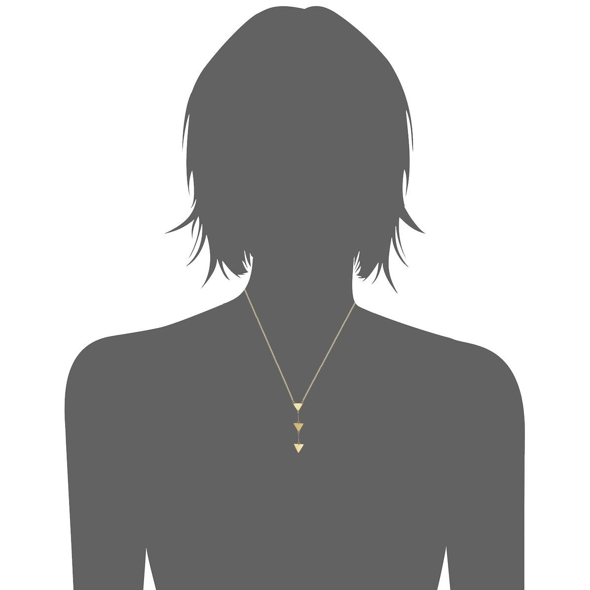 10k Yellow Gold Triple Triangle Adjustable Length Drop Necklace (adjustable to 16 or 17 inches)