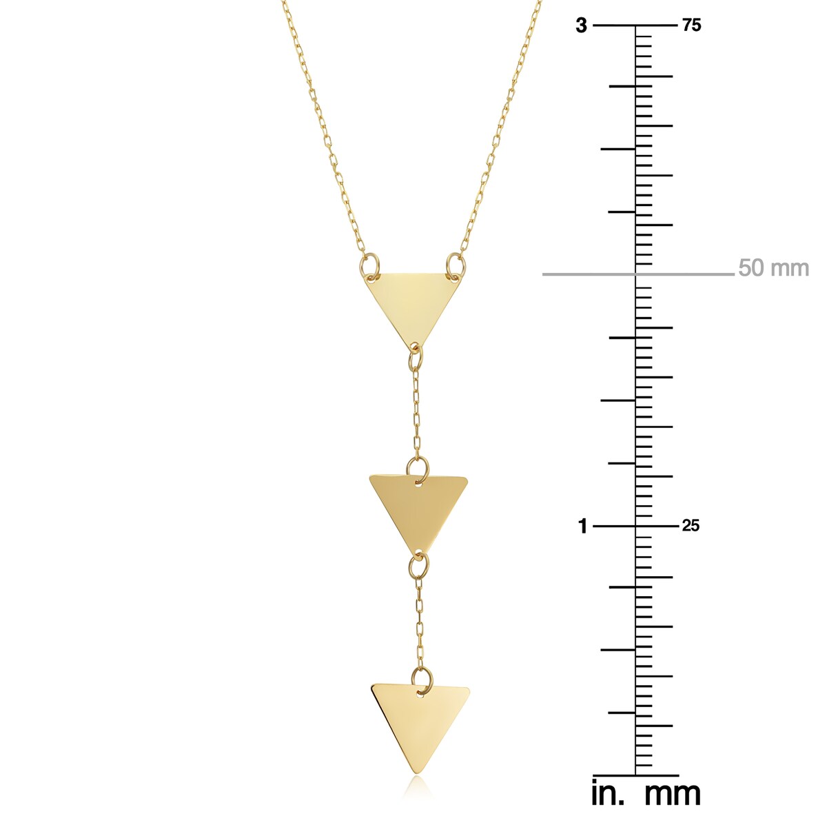 10k Yellow Gold Triple Triangle Adjustable Length Drop Necklace (adjustable to 16 or 17 inches)