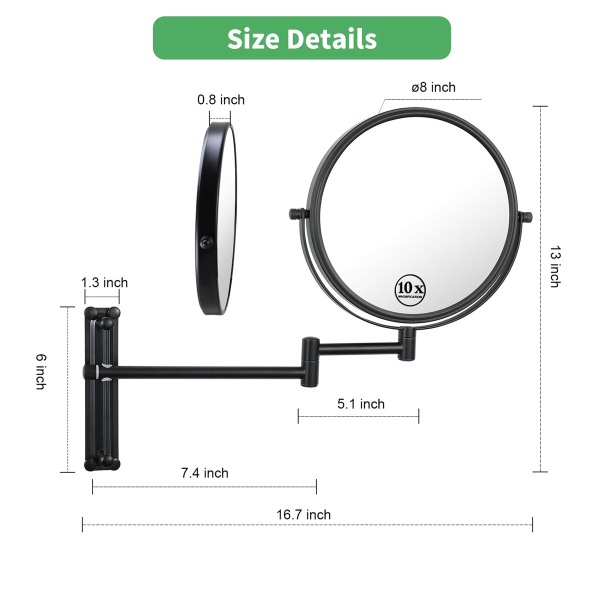 10x Magnifying Wall Mounted Makeup Mirror 10X Magnification Mirror