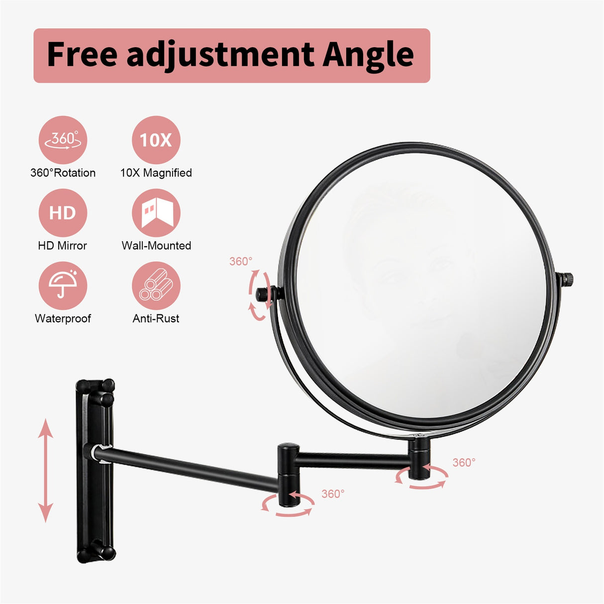 10x Magnifying Wall Mounted Makeup Mirror 10X Magnification Mirror