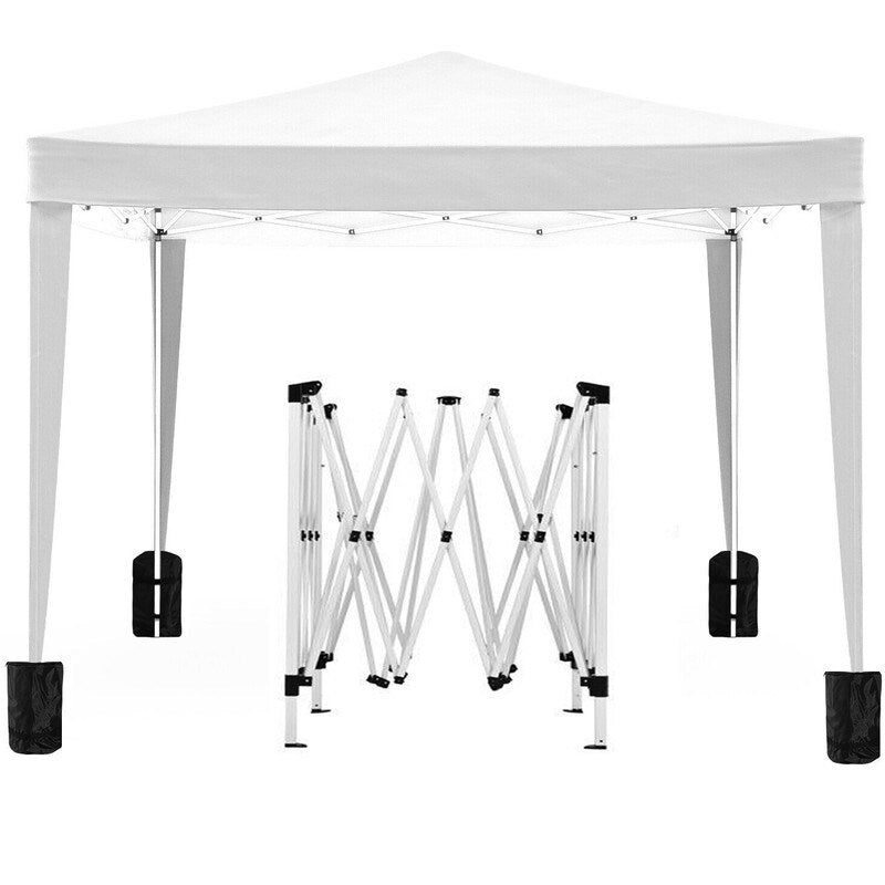10x10 EZ Pop Up Canopy Outdoor Portable Party Folding Tent with 4 Removable Sidewalls + Carry Bag + 4pcs Weight Bag