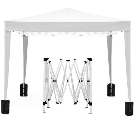 10x10 EZ Pop Up Canopy Outdoor Portable Party Folding Tent with 4 Removable Sidewalls + Carry Bag + 4pcs Weight Bag