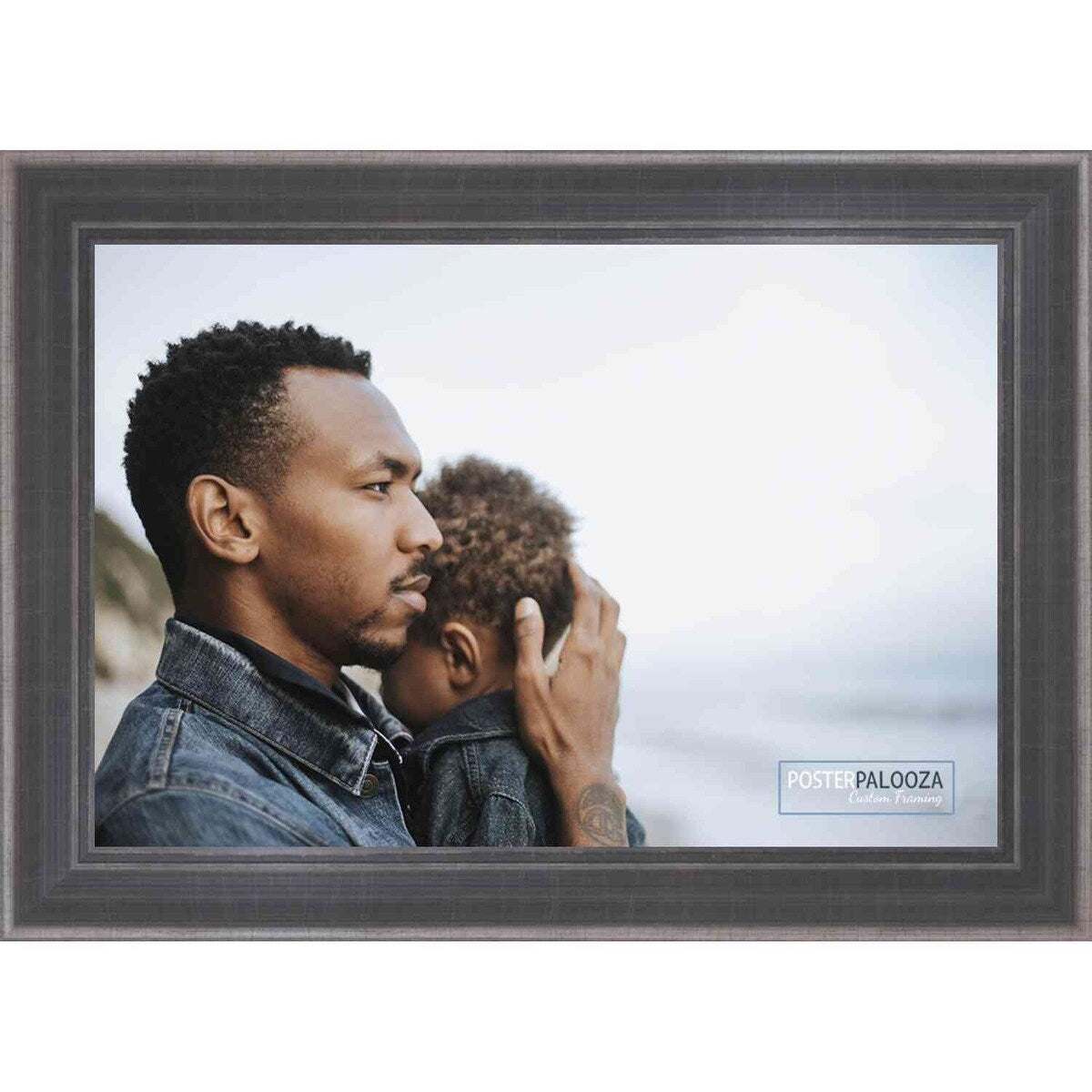 10x15 Contemporary Pewter Complete Wood Picture Frame with UV Acrylic, Foam Board Backing, & Hardware