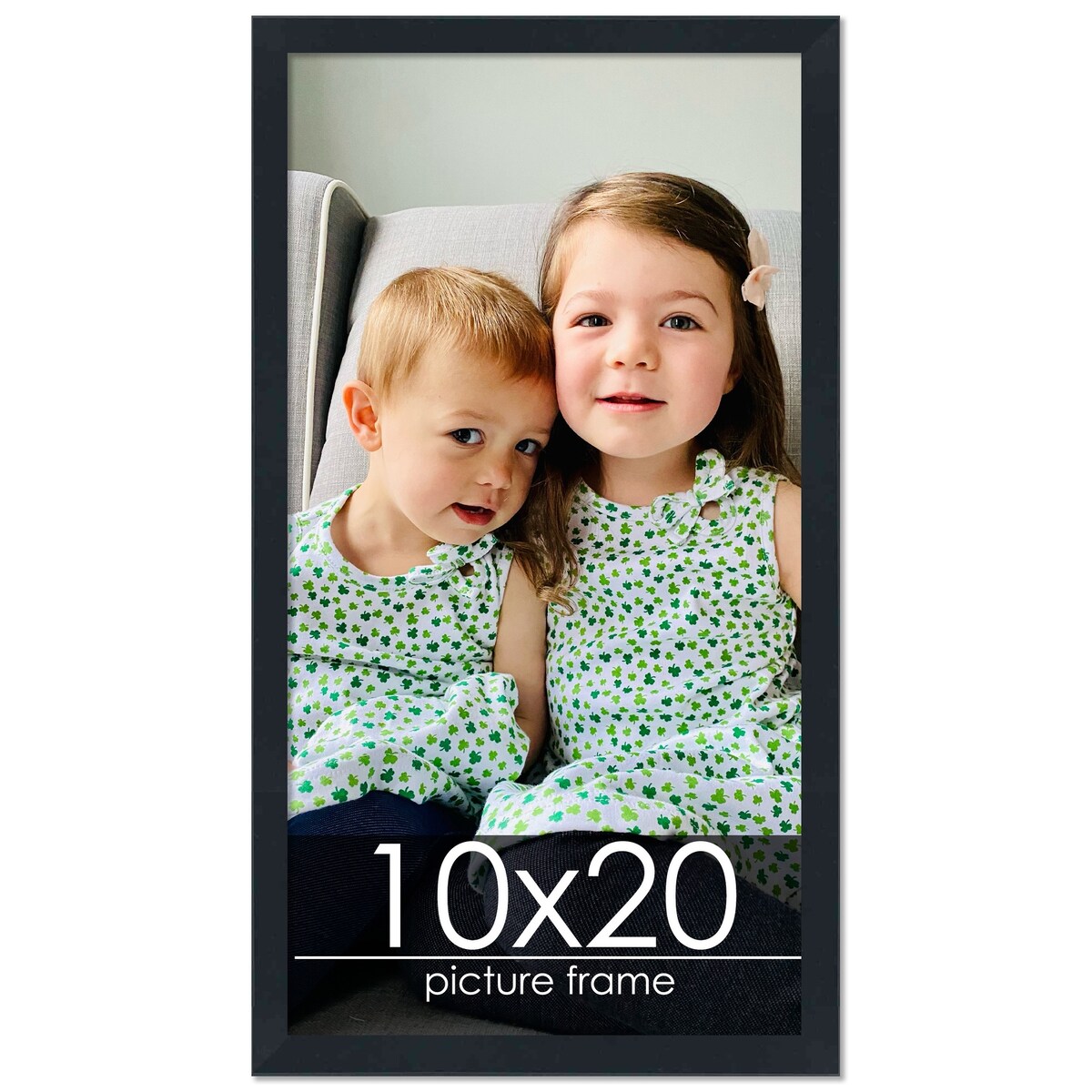 10x20 Contemporary Black Complete Wood Picture Frame with UV Acrylic, Foam Board Backing, & Hardware