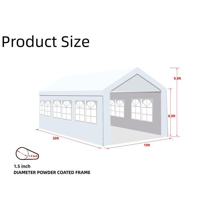10x20x9ft Outdoor Wedding Party Tent Camping Shelter Gazebo Canopy, Garage Carport Car Canopy