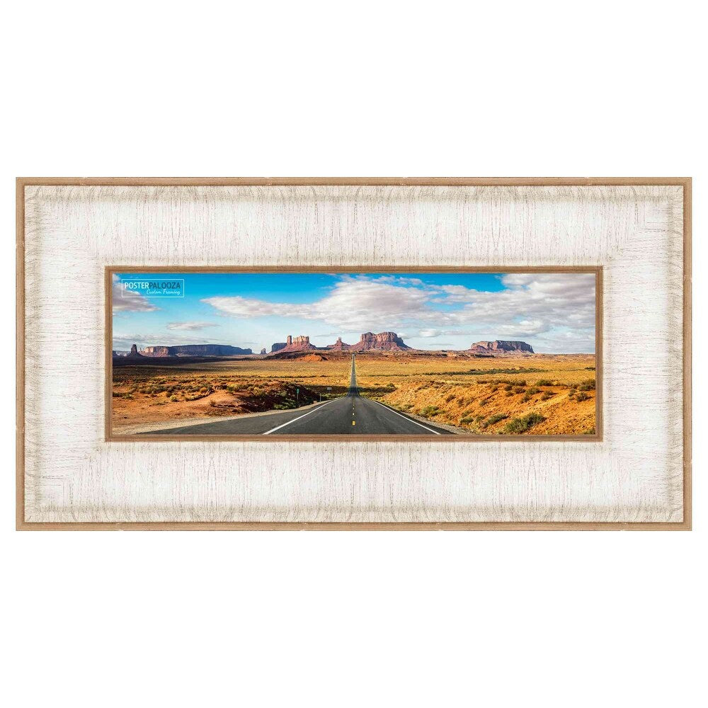 10x24 Contemporary Antique Silver Complete Wood Picture Frame with UV Acrylic, Backing, & Hardware