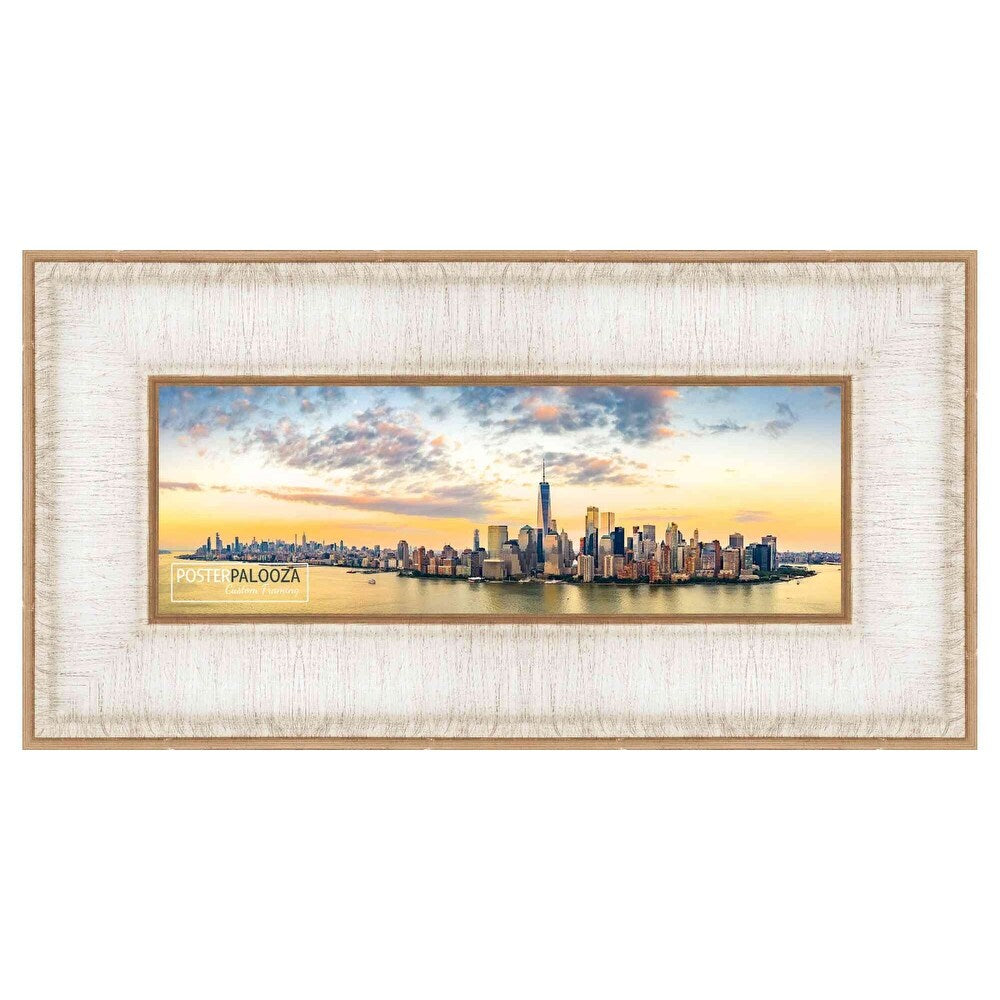 10x24 Contemporary Antique Silver Complete Wood Picture Frame with UV Acrylic, Backing, & Hardware