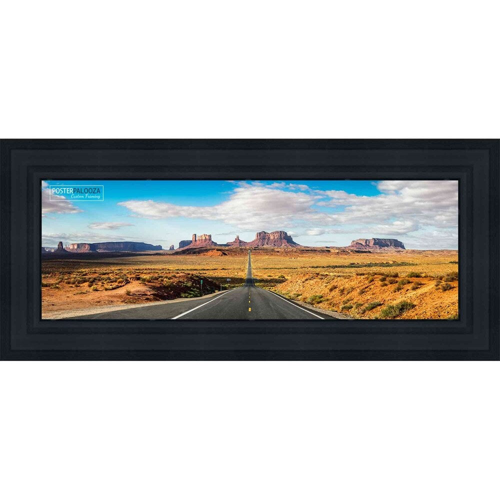 10x24 Contemporary Black Complete Wood Picture Frame with UV Acrylic, Foam Board Backing, & Hardware