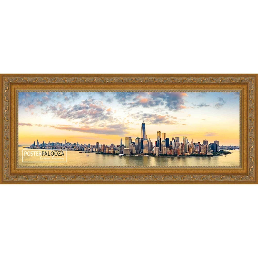 10x24 Traditional Antique Gold Complete Wood Picture Frame with UV Acrylic, Foam Board Backing, & Hardware