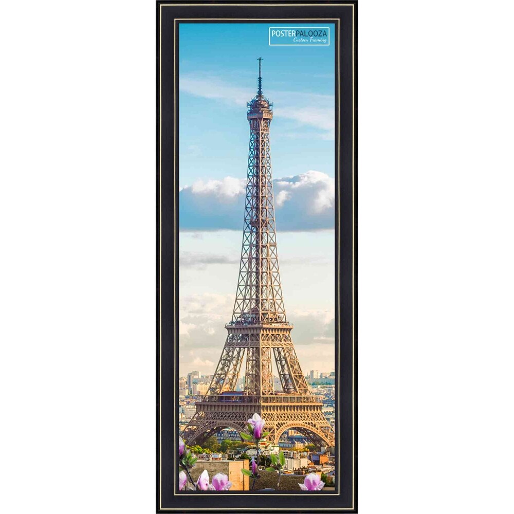 10x30 Contemporary Black Complete Wood Panoramic Frame with UV Acrylic, Foam Board Backing, & Hardware