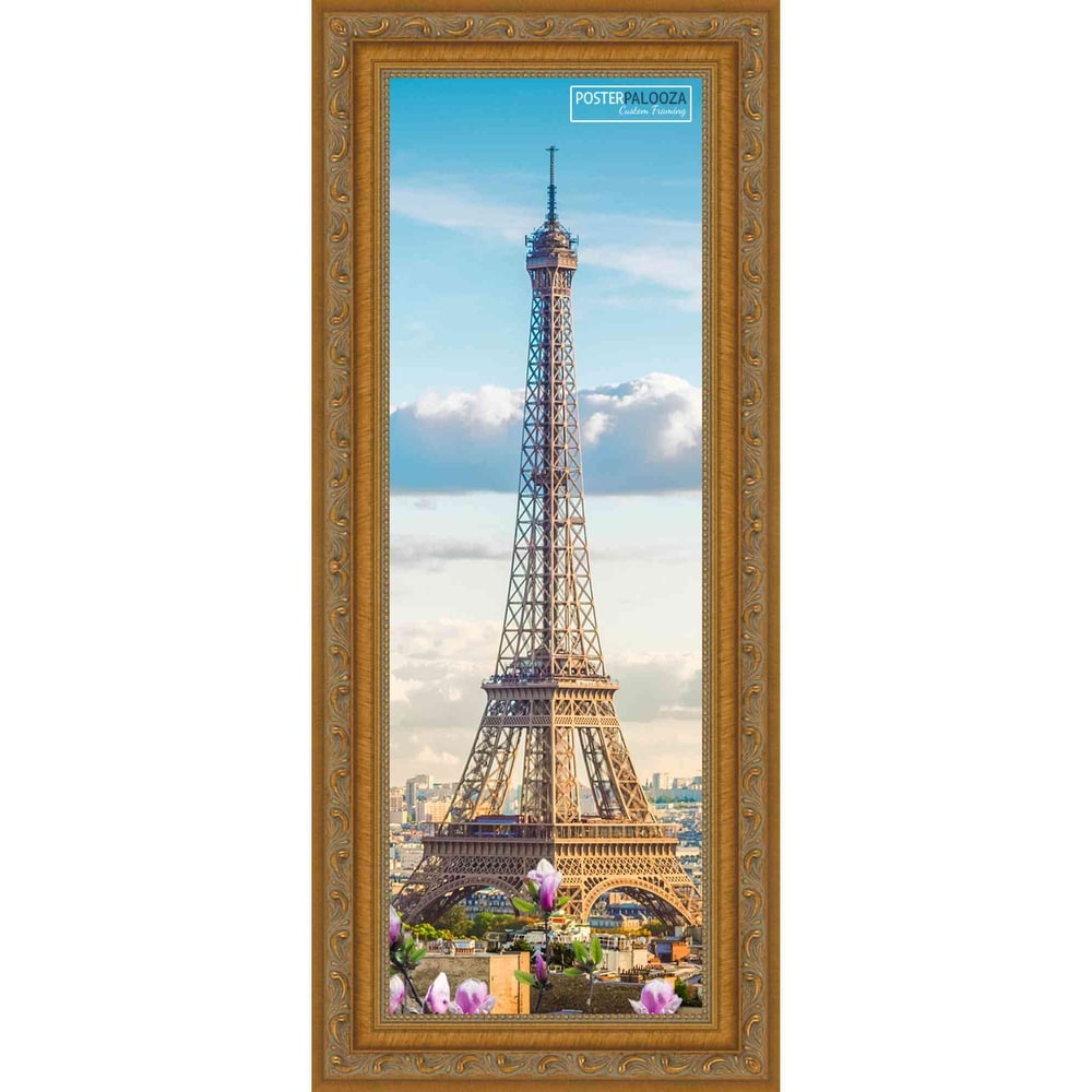10x30 Traditional Antique Gold Complete Wood Panoramic Frame with UV Acrylic, Backing, & Hardware
