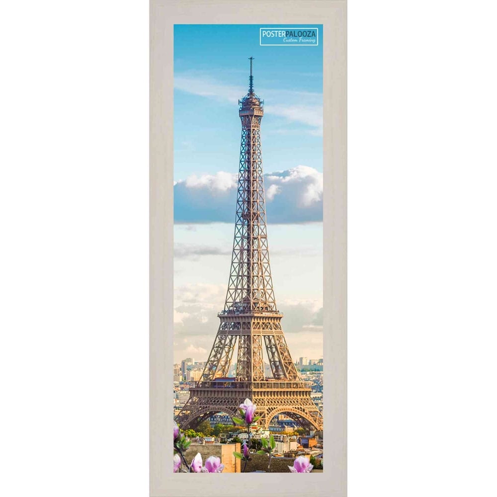 10x30 Traditional White Washed Complete Wood Panoramic Frame with UV Acrylic, Backing, & Hardware