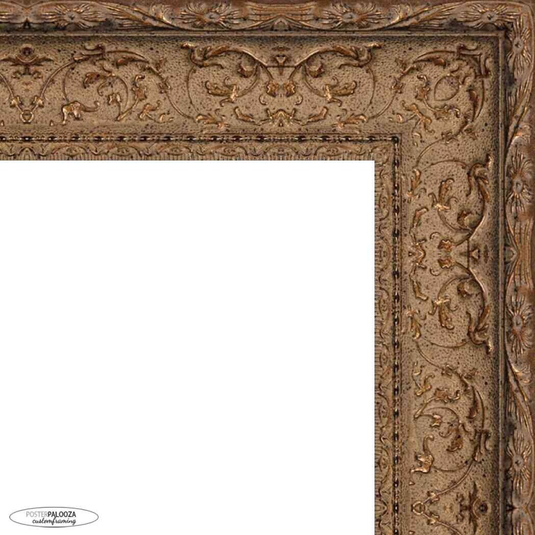 10x5 Ornate Antique Gold Complete Wood Picture Frame with UV Acrylic, Foam Board Backing, & Hardware