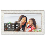 10x5 White Rustic Birch Wood Picture Frame with UV Acrylic Plexiglass, Foam Board Backing & Hardware Included - 10x5 Inch Frame
