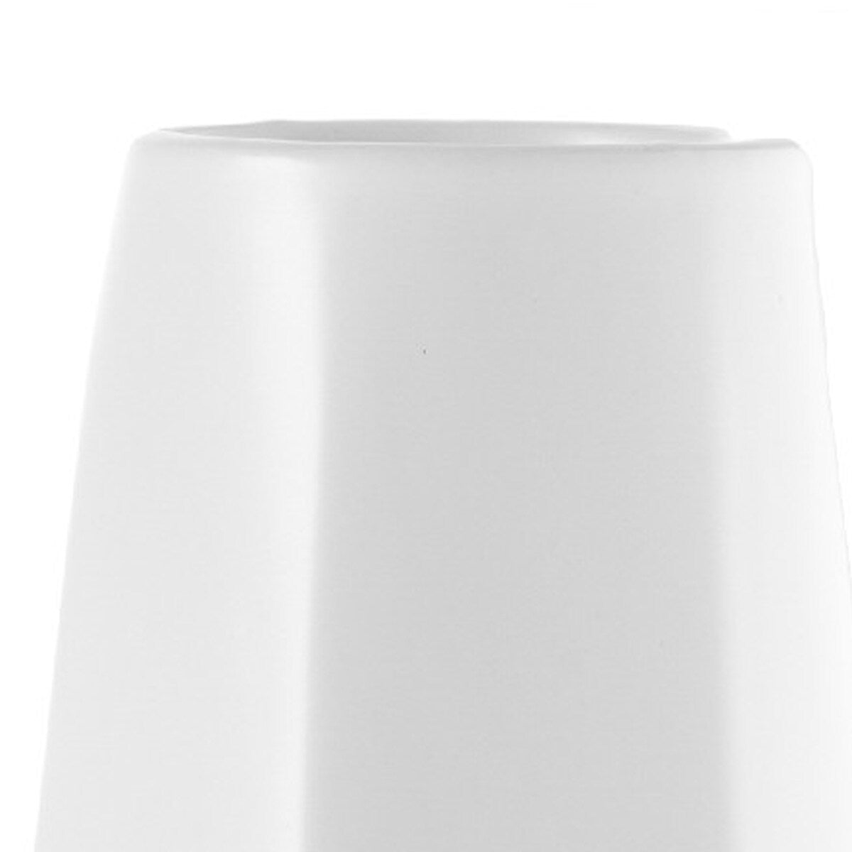 11 Inch Faceted Ceramic Vase, Tapered Bottom, Matte White