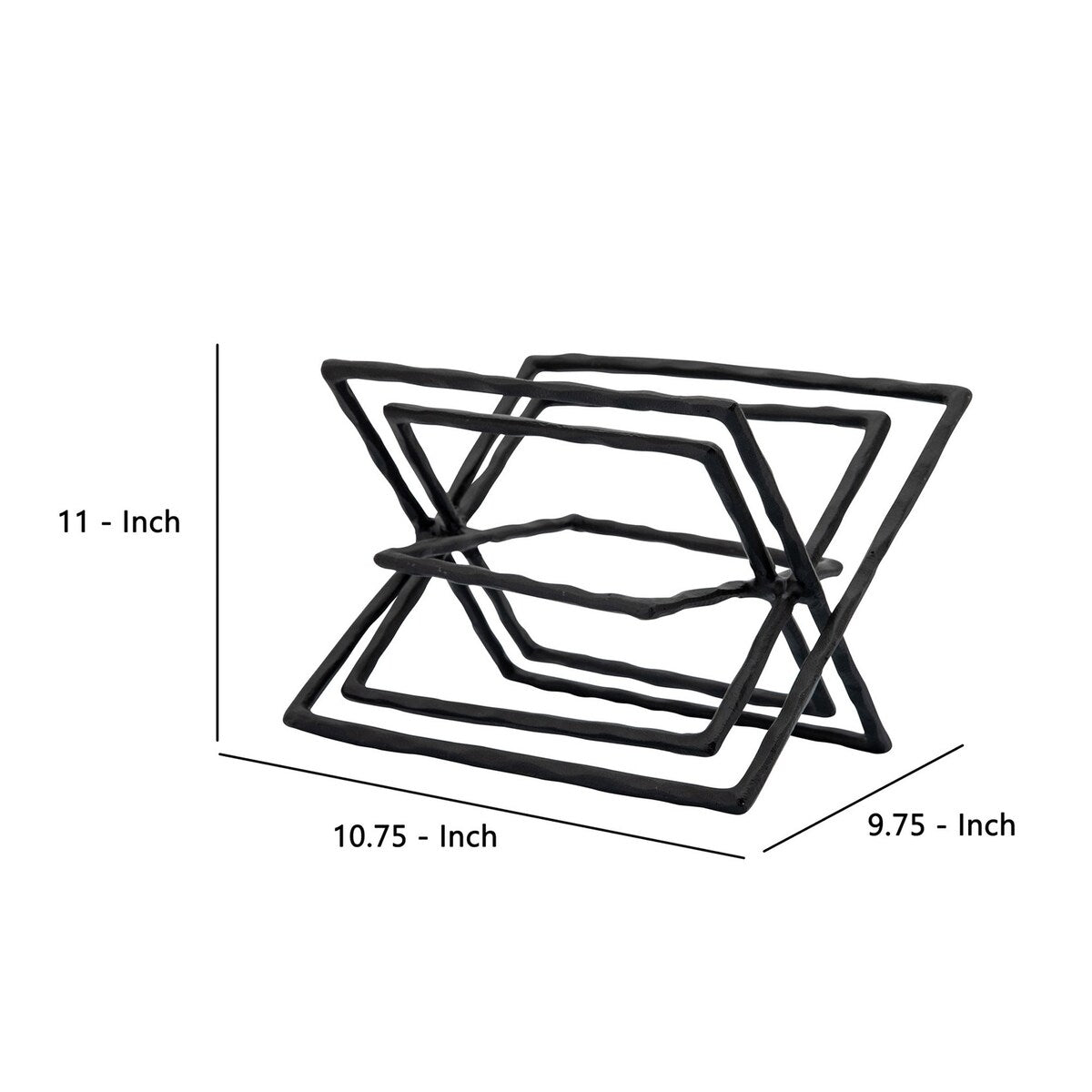 11 Inches 5 Interlinked Square Accent Decor, Black