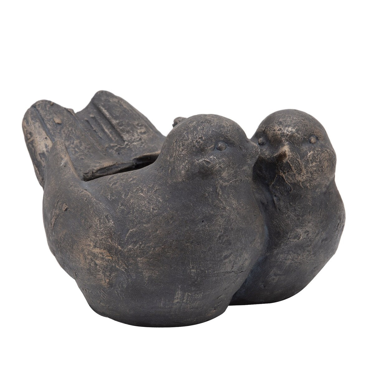 11 Inches Resin 2 Sitting and Lovebirds Planter with Open Top, Bronze