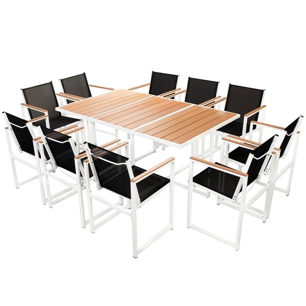 11 Piece Outdoor Dining Set with WPC Tabletop Aluminium