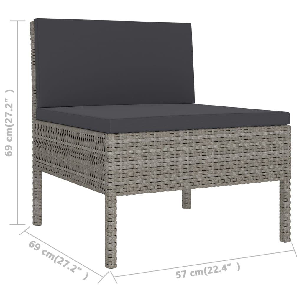 11 Piece Patio Lounge Set with Cushions Poly Rattan Gray