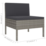 11 Piece Patio Lounge Set with Cushions Poly Rattan Gray