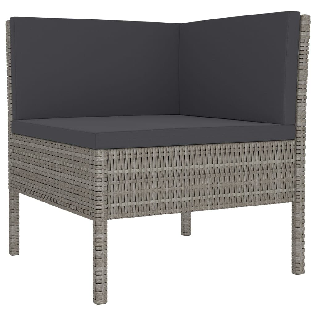 11 Piece Patio Lounge Set with Cushions Poly Rattan Gray