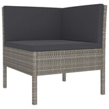 11 Piece Patio Lounge Set with Cushions Poly Rattan Gray