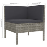 11 Piece Patio Lounge Set with Cushions Poly Rattan Gray