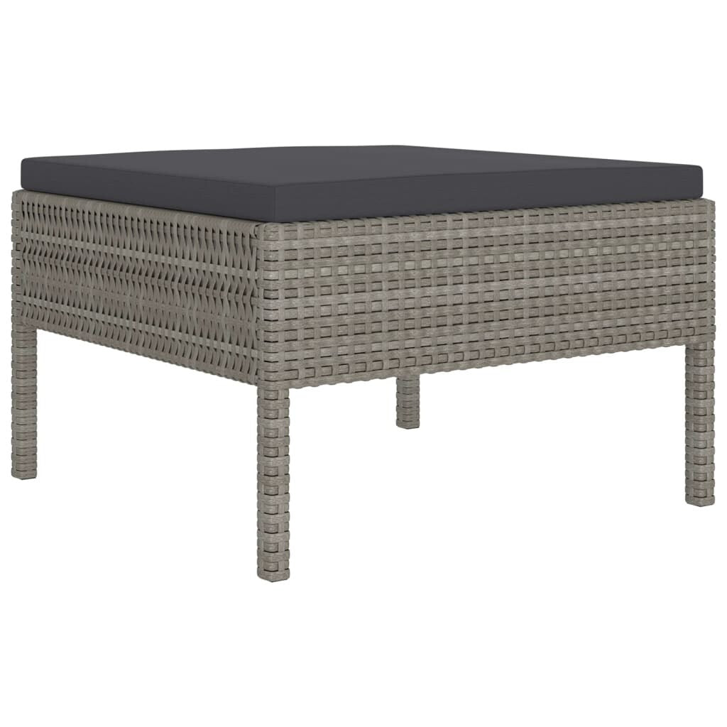 11 Piece Patio Lounge Set with Cushions Poly Rattan Gray